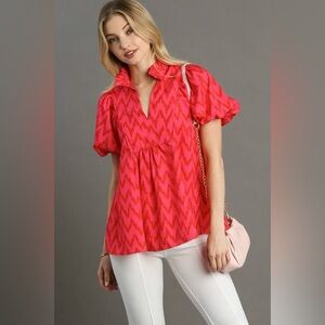 Umgee Chevron Blouse Size Large NWT